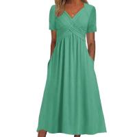 Vestido de manga corta con cuello en v para mujer, moda de verano - details 7