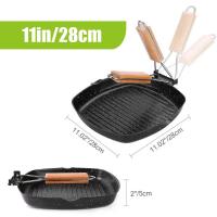 Utensilios de cocina para acampar, sartén antiadherente duradera con mango plegable, portátil, para senderismo al aire libre, Picnic, cocina - details 2