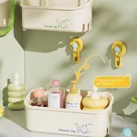 Estante de almacenamiento con ventosa de gran capacidad, estante de almacenamiento para baño montado en la pared, ahorro de espacio, soporte de carga fuerte con orificio de drenaje - details 4