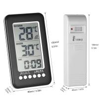 Termómetro inalámbrico digital LCD para interiores y exteriores, termómetro con pantalla de reloj de 12/24 horas y transmisor - details 2