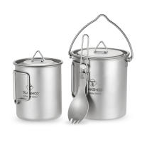 Taza de Agua Plegable de Titanio Ligero 750ml con Tapa y Mango para Camping al Aire Libre Taza de Cocina Vajilla de Acero Inoxidable - details 12