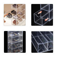 Vitrinas de cristal transparente de 4 capas, organizador de escritorio apilable para sala de estar y el hogar - details 1