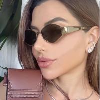 Gafas de sol para mujer, vintage, estrechas, hexagonales, montura de metal, retro, UV400 - details 8