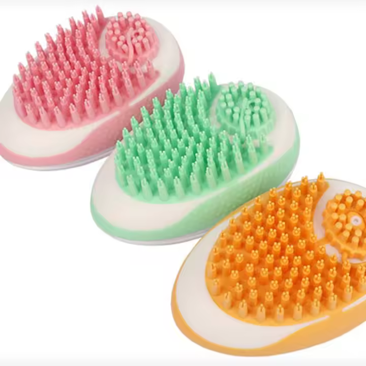 Suave con dispensador de champú, cepillo de baño para perros, peine 2 en 1, cepillo de masaje de silicona para gatos, antideslizante, silencioso, peine de ducha para mascotas, aseo - 1