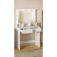 Maquillaje con Espejo 4 Cajones Mesa de Maquillaje con Taburete Moderno Cosmético con 10 Bombillas LED 90x40x140cm Blanco 0029SZT - details 11