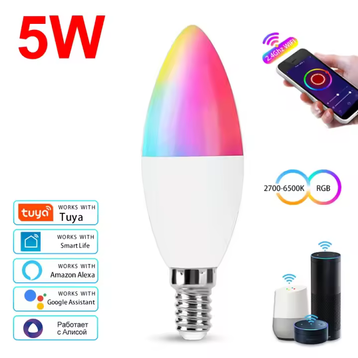 Bombilla LED RGB multicolor dimmable Luz de vaca candel en Amazon Alexa Decoración de hogar con voz - 1