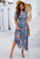 Vestido de chifón de manga corta con estampado y cintura ajustada, nuevo estilo Primavera/Verano 2025 para mujer - details 7