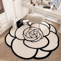 Alfombra redonda irregular para sala de estar, sala de estar, dormitorio, dormitorio, manta, mesita de noche, armario, estudio, silla giratoria, silla giratoria, alfombra - details 1