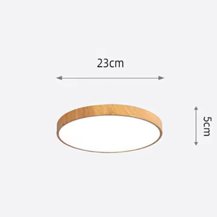 Luz LED de techo minimalista moderna, accesorios de iluminación de techo de grano de madera de forma redonda montada al Ras para dormitorio/pasillo/Bal - 1