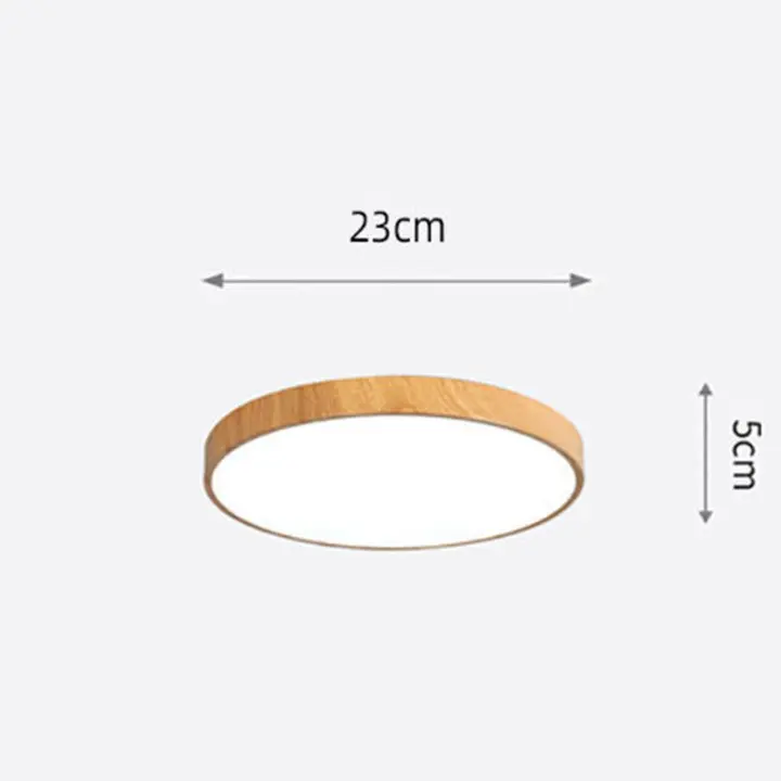 Luz LED de techo minimalista moderna, accesorios de iluminación de techo de grano de madera de forma redonda montada al Ras para dormitorio/pasillo/Bal - 1