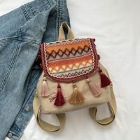 Mochila de estilo étnico con borlas, bolso escolar pequeño de lona, ​​bolso de hombro con borlas, bolso escolar bordado de estilo coreano de gran capacidad - details 5
