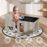 Conjunto de Mesa y Silla Montessori para Niños 2 en 1, de Madera Ajustable con Pizarra, Ideal para Actividades y Dibujo, Blanco - details 9