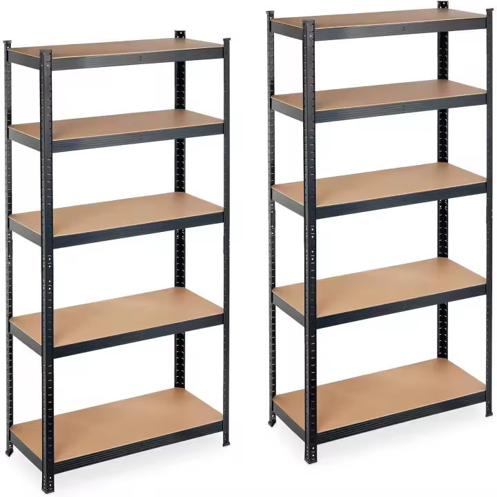 5 Baldas, 180 x 90 x 40 cm, Resistencia 875 kg c/u, Cargas Pesadas, Acero y MDF - 1