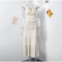 Conjunto de Moda de Verano para Mujer Top de Encaje con Cuello en V y Falda Larga de Cintura Alta - details 6