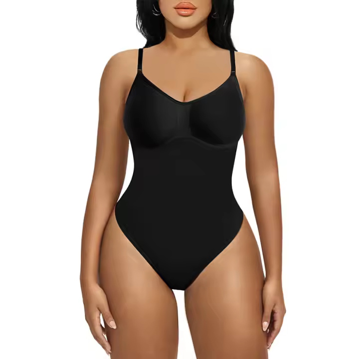 Resalto de Cuerpo Adelgazante Leotardo de Compresión de Espalda Baja Chaleco de Modelado de Cuerpo Completo con Cuello en V Ropa Interior de Moda para Mujeres - 1