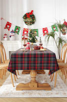 Mantel de Mesa de Cuadros de Navidad Tejido de Poliéster y Algodón en Rojo y Verde para Hogar y Fiestas - details 24