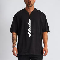 Camiseta Extra grande de algodón para hombre, camiseta de manga corta con estampado de cuello en V, de talla grande, de verano - details 1