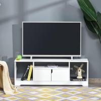 Mueble para Televisor Moderno de 42" Mesa de Salón con Armario de Doble Puerta y 3 Compartimentos Abiertos Blanco Almacenamiento de Media y TV - details 1