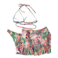 Bikini Tie-Dye con Sarong para mujer, traje de baño femenino Sexy, conjunto de Bikini de 3 piezas, ropa de baño - details 7