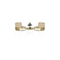 Conjunto de muebles de jardín de ratán, incluye 1 mesa y 2 sillones con cojines, estructura de metal para terraza o patio, color marrón. - details 13