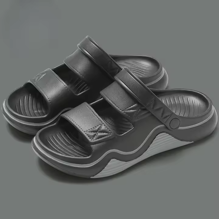 Casa baño baño antideslizante par de una palabra arrastre zapatillas frescas fuera usando sandalias - 1