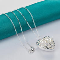 Collar colgante en forma de corazón de plata de ley 925, joyería de moda para mujer, adecuado para bodas y compromisos, elaborado en plata de ley. - details 3