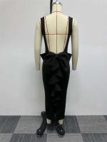 Elegante Vestido Midi con Lazo de Espalda y Volantes Perfecto para Fiestas Nocturnas, Clubes y Eventos de Moda para Mujeres - details 2