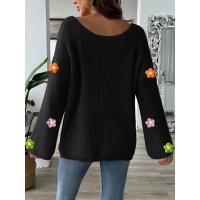 Suéteres de punto para mujer de otoño, jerséis informales con cuello redondo, tops de punto - details 6