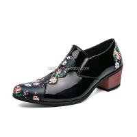 Nuevo 2025 zapatos de tacón elegantes para hombre, diseño bordado, antideslizantes para danza cubana, talla grande 46, zapatos de alta calidad - details 0