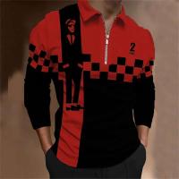 Polo para hombre Camisa de golf estampada a cuadros 3D Manga larga Cremallera Ropa deportiva Moda Ropa de calle Diseñador - details 11