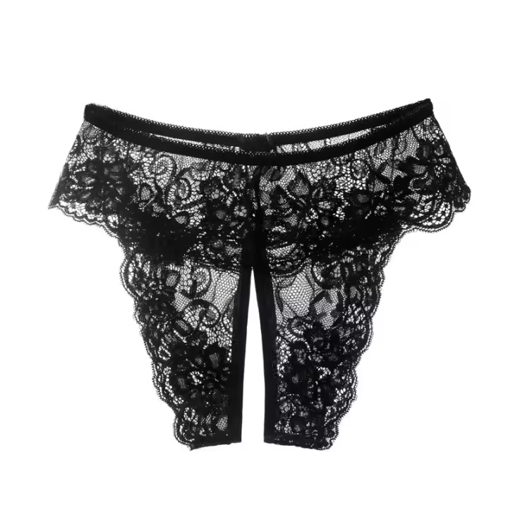 Lencería de talla grande XL 2XL 3XL 4XL, bragas transparentes sexis para mujer, tangas sexuales sin entrepierna de encaje, bragas eróticas femeninas con agujero - 1