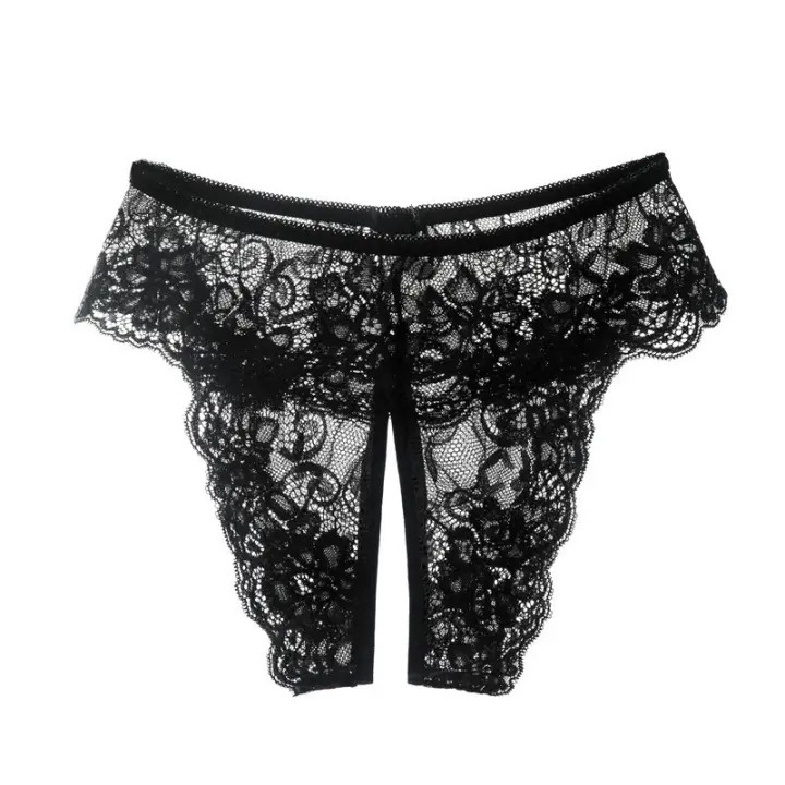 Lencería de talla grande XL 2XL 3XL 4XL, bragas transparentes sexis para mujer, tangas sexuales sin entrepierna de encaje, bragas eróticas femeninas con agujero - 1