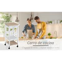 Carrito de Cocina Carro de Servicio de 4 Niveles con Ruedas Giratorias Cajón Estantes