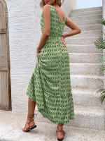 Vestidos de verano para mujer, vestido sin mangas con estampado de rombos - details 12