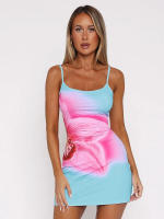 Vestido ajustado sin mangas con espalda descubierta y tirantes finos con estampado floral para mujer G25DS058 - details 5