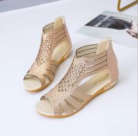 Sandalias planas romanas para mujer, zapatos de playa con diamantes de imitación, talla grande, color negro y dorado, 42, 41, 40, 39 - details 8