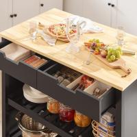 Carrito de Cocina con 2 cajones y 2 estantes, con Tablero Grande, Madera de ingeniería, Blanco, L98 x P58 x H94cm,ES - details 13