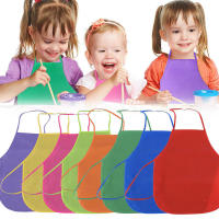 Unisex colorido niños liso tela no tejida pintura hornear niños manualidades cocina juego cocina babero delantal - details 1