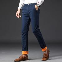 Pantalones de pierna recta de moda coreana para hombre, pantalones informales gruesos térmicos cálidos para nieve, nuevos pantalones de negocios ajustados, invierno - details 4