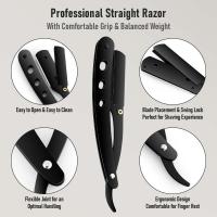 Brazo de afeitadora recto, afeitadora manual plegable para hombres, cuchilla afilada, maquinilla de afeitar para barbería - details 9