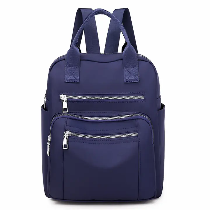 Mochila Oxford Impermeable De Gran Capacidad Para Mujer, Bolsa Escolar De Viaje Para Adolescentes, Paquete Negro Simple - 1