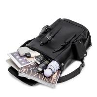 Mochila De Cuero PU sólido para hombre, bolso escolar de alta capacidad, de lujo, a la moda, para viaje de negocios, novedad - details 6