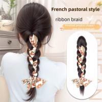 Diademas con cinta de flores para mujer, coleta larga, artefacto para el cabello de estilo coreano, peluca trenzada de boxeo sintética esponjosa - details 8