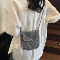 Bolso de lona vaquero informal Y2K, bolso Vintage de gran capacidad estilo callejero, bolso de compras, bolso cruzado sólido de Color sólido para mujeres y hombres - details 19