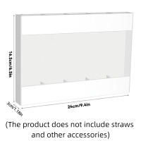 Soporte de paja acrílico reutilizable, 5 rejillas, dispensador de almacenamiento de paja, ahorro de espacio, contenedor de accesorios de cocina montado en la pared - details 0