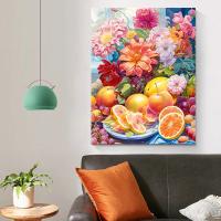 RUOPOTY-pintura acrílica por números para decoración del hogar, cuadro con marco de flores, lienzo, arte de pared, paisaje - details 1