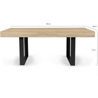 Mesa de comedor extensible rectangular para 6-10 personas, madera y negro, 160-200 cm - details 2