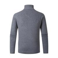 Suéter de cuello alto con cremallera para hombre, cárdigan de moda multifuncional retro informal ajustado de color sólido para invierno - details 8