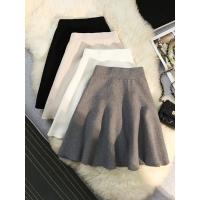 Faldas para mujer de punto con volantes Vintage sólido Casual faldas de cintura elástica elegante mujer A-Line faldas de cintura alta - details 4