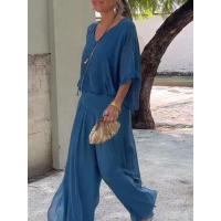 Traje caliente de la gasa del color sólido de la venta de la moda de las mujeres del verano para las mujeres - details 3